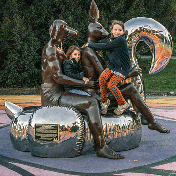 Swimming with a Flamingo (Bronze Sculpture)