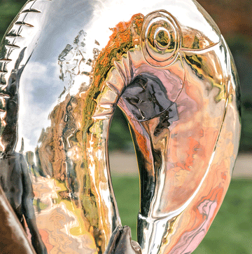 Swimming with a Flamingo (Bronze Sculpture)