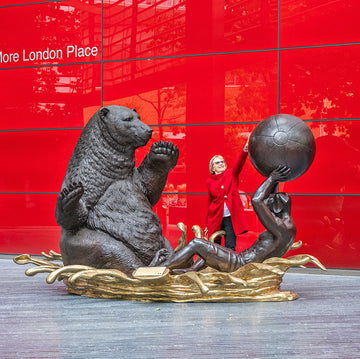 The Polar Bear and Dogman Wanted Everyone to Stay Cool (Bronze Sculpture)