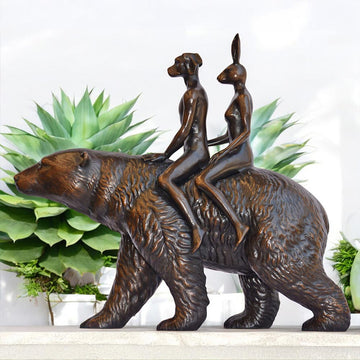 Polar Bear Riders on an Adventure (Bronze Sculpture, Small)