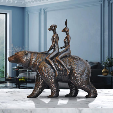 Polar Bear Riders on an Adventure (Bronze Sculpture, Small)