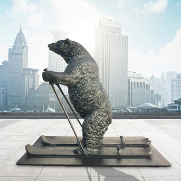 The Polar Bear Races on Skis (Bronze Sculpture)