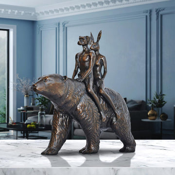 Polar Bear Riders on an Adventure (Bronze Sculpture, Small)