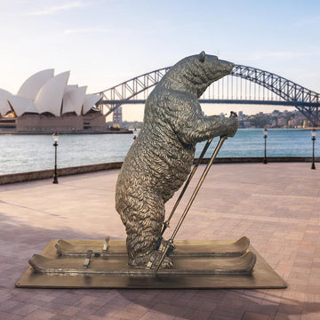 The Polar Bear Races on Skis (Bronze Sculpture)