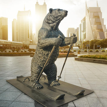 The Polar Bear Races on Skis (Bronze Sculpture)