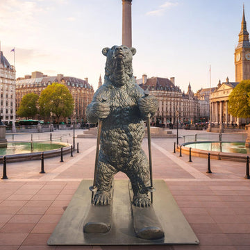 The Polar Bear Races on Skis (Bronze Sculpture)