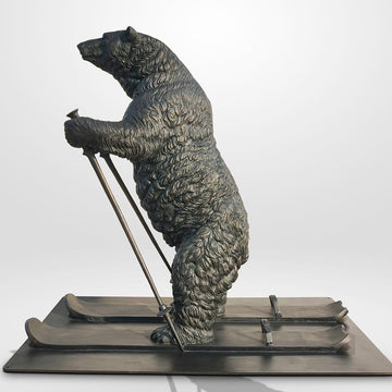 The Polar Bear Races on Skis (Bronze Sculpture)
