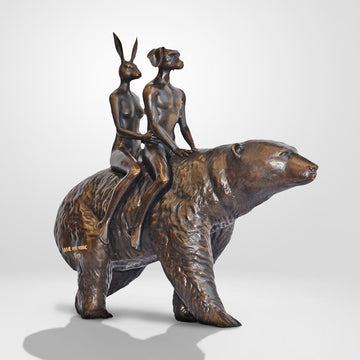 Polar Bear Riders on an Adventure (Bronze Sculpture, Small)