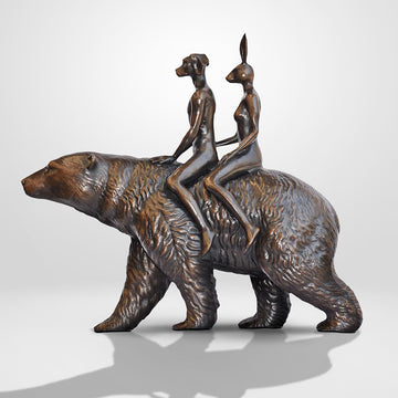 Polar Bear Riders on an Adventure (Bronze Sculpture, Small)