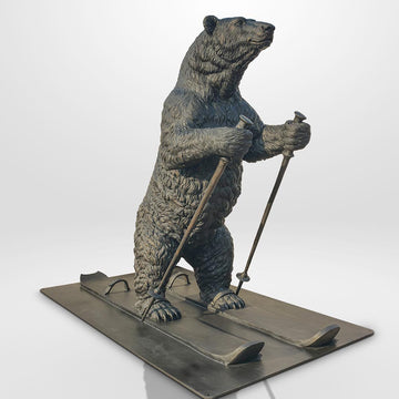 The Polar Bear Races on Skis (Bronze Sculpture)