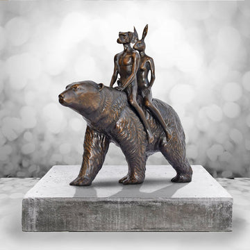 Polar Bear Riders on an Adventure (Bronze Sculpture, Small)
