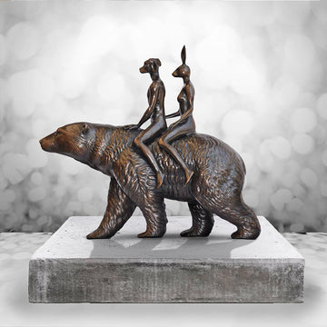 Polar Bear Riders on an Adventure (Bronze Sculpture, Small)
