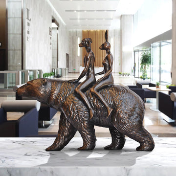 Polar Bear Riders on an Adventure (Bronze Sculpture, Small)