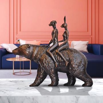 Polar Bear Riders on an Adventure (Bronze Sculpture, Small)