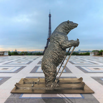 The Polar Bear Races on Skis (Bronze Sculpture)