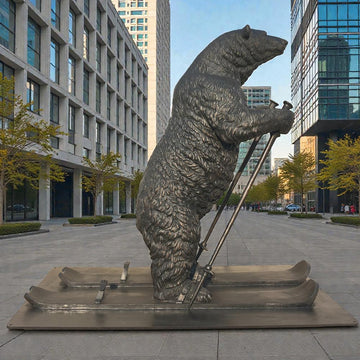 The Polar Bear Races on Skis (Bronze Sculpture)