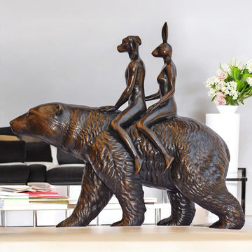 Polar Bear Riders on an Adventure (Bronze Sculpture, Small)