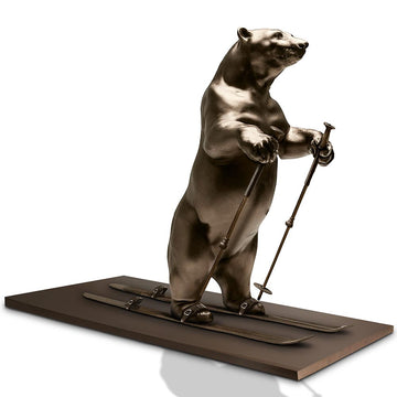 The Polar Bear Races on Skis (Bronze Sculpture)