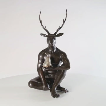 Deerman Grew a Silver Pear (Bronze Sculpture, Miniature)