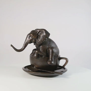Elephant in a Cup (Bronze Sculpture, Small)