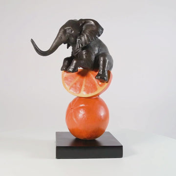 Elephant Loves Oranges (Bronze Sculpture, Small)