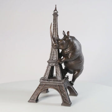 The Rhino Loved the Eiffel Tower (Bronze Sculpture, Small)