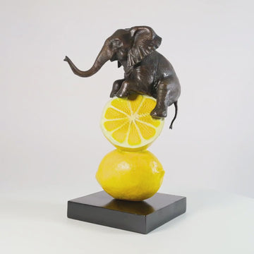 Elephant Really Loves Lemons (Bronze Sculpture, Small)