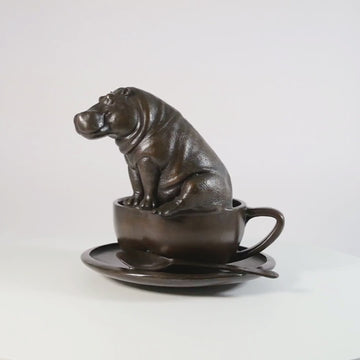 Hippo in a Cup (Bronze Sculpture, Small)