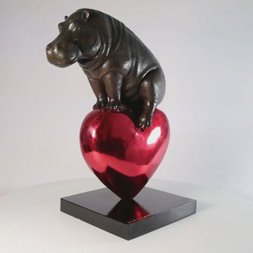 Hippo with a Heart (Bronze Sculpture)