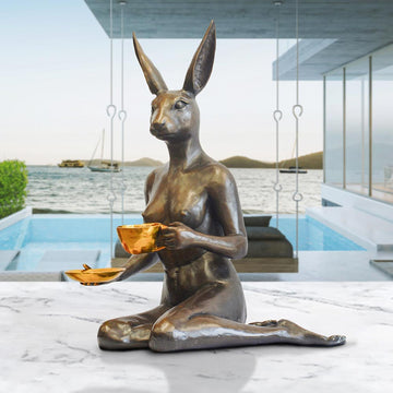 She looked into his eyes as she drank her cappuccino (Bronze Sculpture)