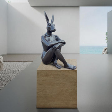 Rabbitwoman Was Content (Bronze Sculpture, Mid-Size)