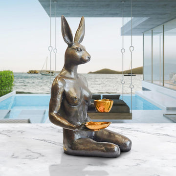 She looked into his eyes as she drank her cappuccino (Bronze Sculpture)