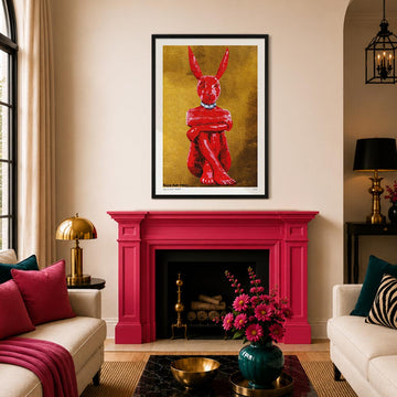 Lost Rabbit in Red and Gold (Print)