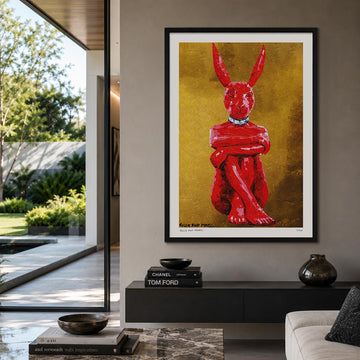 Lost Rabbit in Red and Gold (Print)