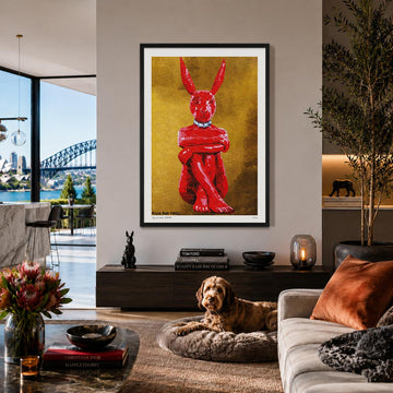 Lost Rabbit in Red and Gold (Print)