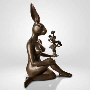 Rabbitwoman and the Bonsai (Bronze Sculpture)