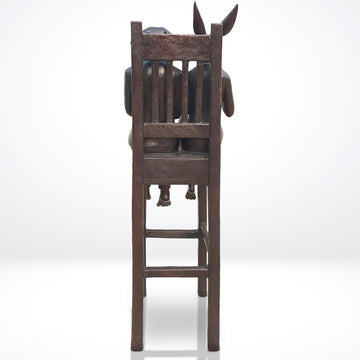 Rabbitwoman and Dogman Above It All, Savoring a Morning Brew (Bronze Sculpture, Mid-Size)