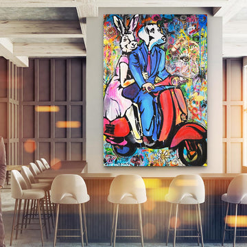 Red vespa on speed (Original Painting)