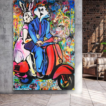 Red vespa on speed (Original Painting)