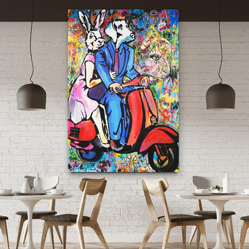 Red vespa on speed (Original Painting)