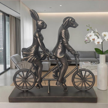 Rabbitwoman and Dogman Take Love for a Spin (Resin Sculpture)