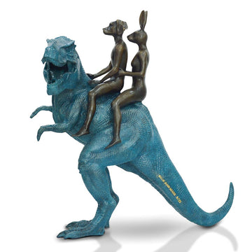 The Big T-Rex Riders on a Mission (Bronze Sculpture)