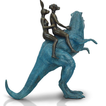 The Big T-Rex Riders on a Mission (Bronze Sculpture)
