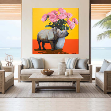Blooming Rhino - A Symbol of Hope (Original Painting)