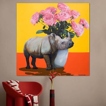 Blooming Rhino - A Symbol of Hope (Original Painting)