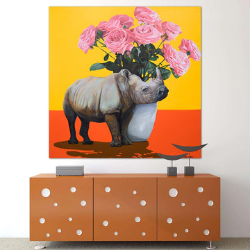 Blooming Rhino - A Symbol of Hope (Original Painting)