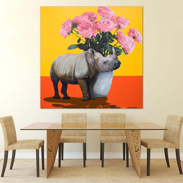 Blooming Rhino - A Symbol of Hope (Original Painting)