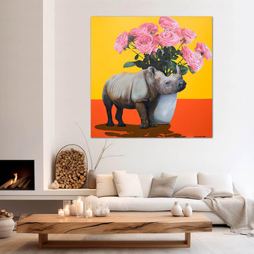Blooming Rhino - A Symbol of Hope (Original Painting)