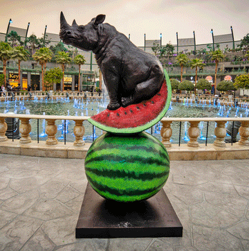 Rhinos Love Watermelons Big Time (Bronze Sculpture)