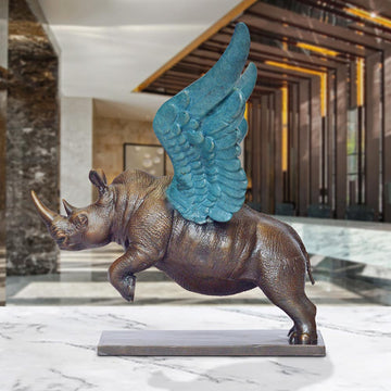 Up, Up and Away Rhino (Bronze Sculpture)